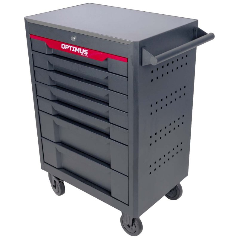 OPT-717MR Тележка инструментальная, 7 полок с набором инструментов 298 пр, металлическая столешница OPTIMUS