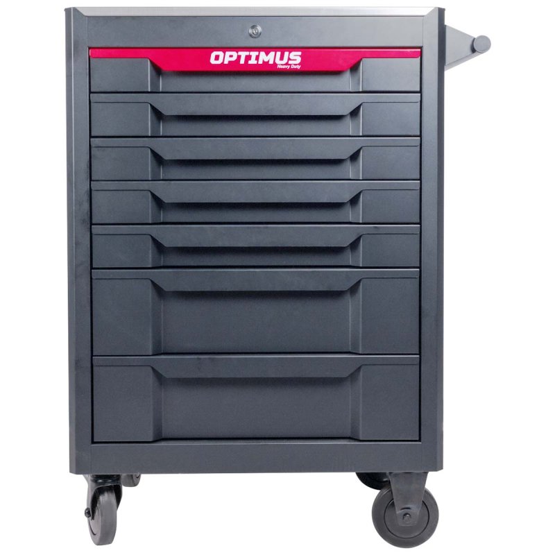 OPT-717M Тележка инструментальная 7 полок с набором инструментов, металлическая столешница OPTIMUS