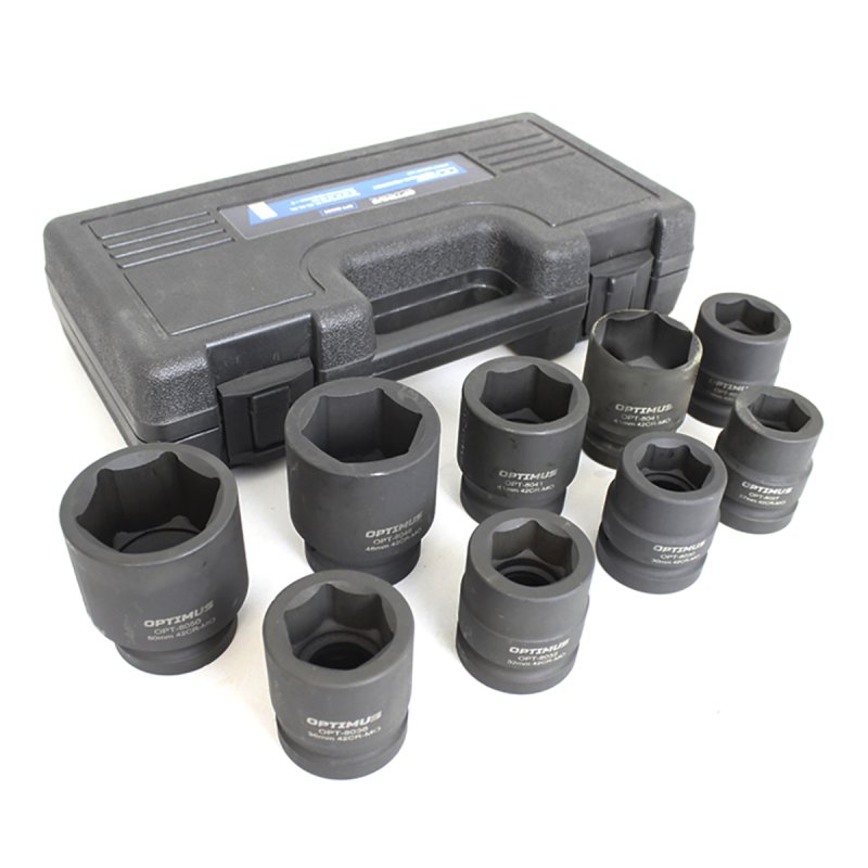 OPT-80109 Набор ударных головок 1" 9 пр., 27-50 мм. OPTIMUS