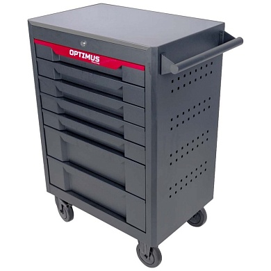 OPT-717MR Тележка инструментальная, 7 полок с набором инструментов 298 пр, металлическая столешница OPTIMUS
