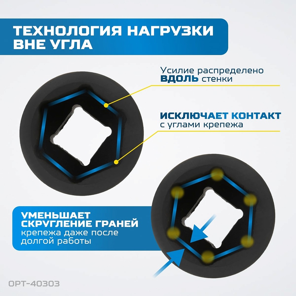 OPT-40303 Набор ударных головок тонкостенных 1/2" 3 пр., 17,19,21 мм. OPTIMUS