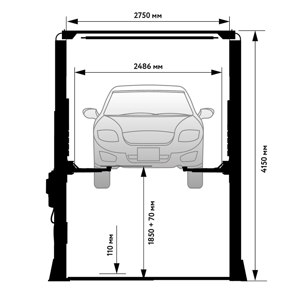 WDK-529 Двухстоечный автомобильный подъемник с верхней синхронизацией, г/п 4 т WiederKraft