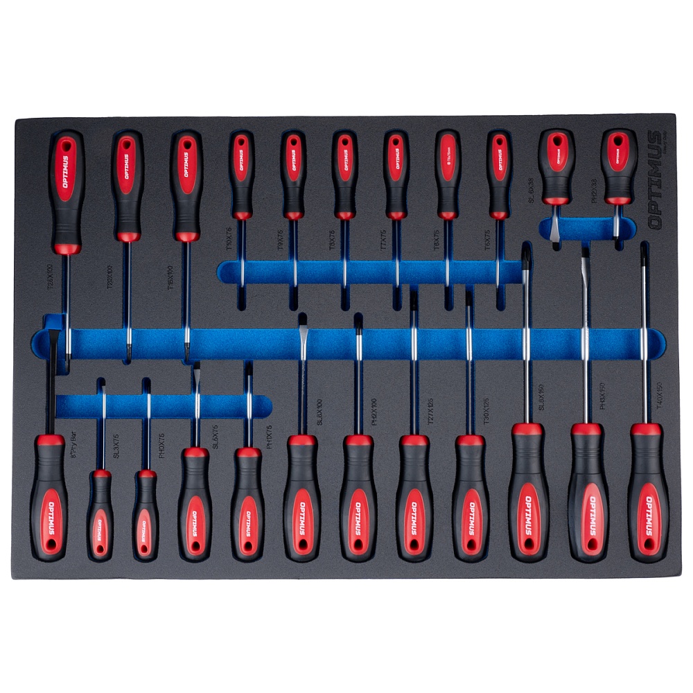 OPT-717MR Тележка инструментальная, 7 полок с набором инструментов 298 пр, металлическая столешница OPTIMUS