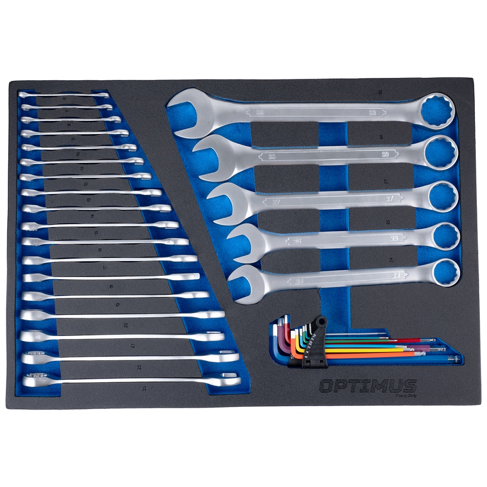 OPT-717MR Тележка инструментальная, 7 полок с набором инструментов 298 пр, металлическая столешница OPTIMUS